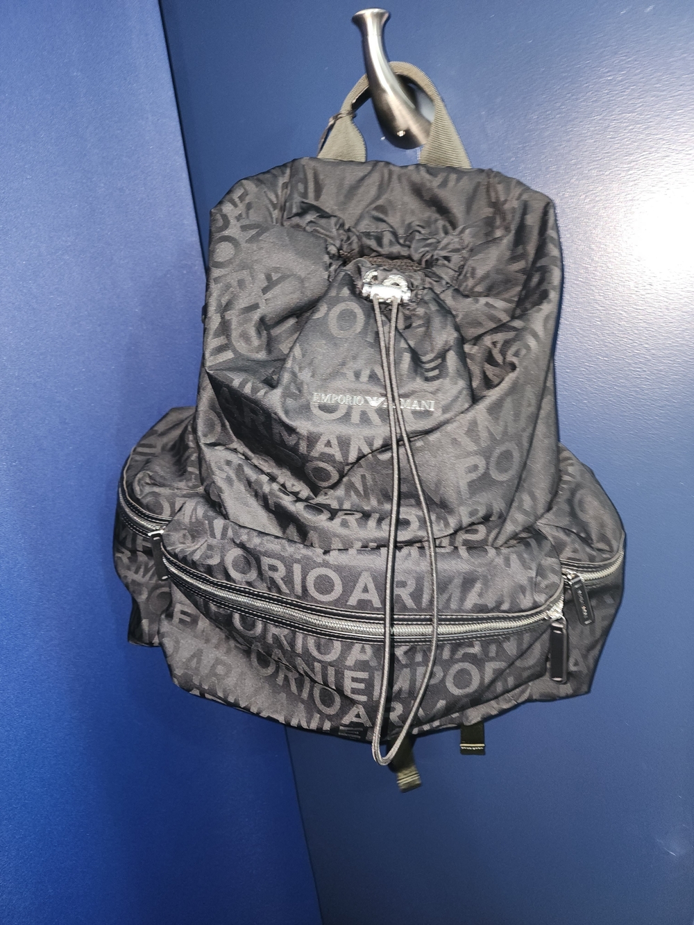 Emporio Armani Men’s Black Logo Drawstring Backpack